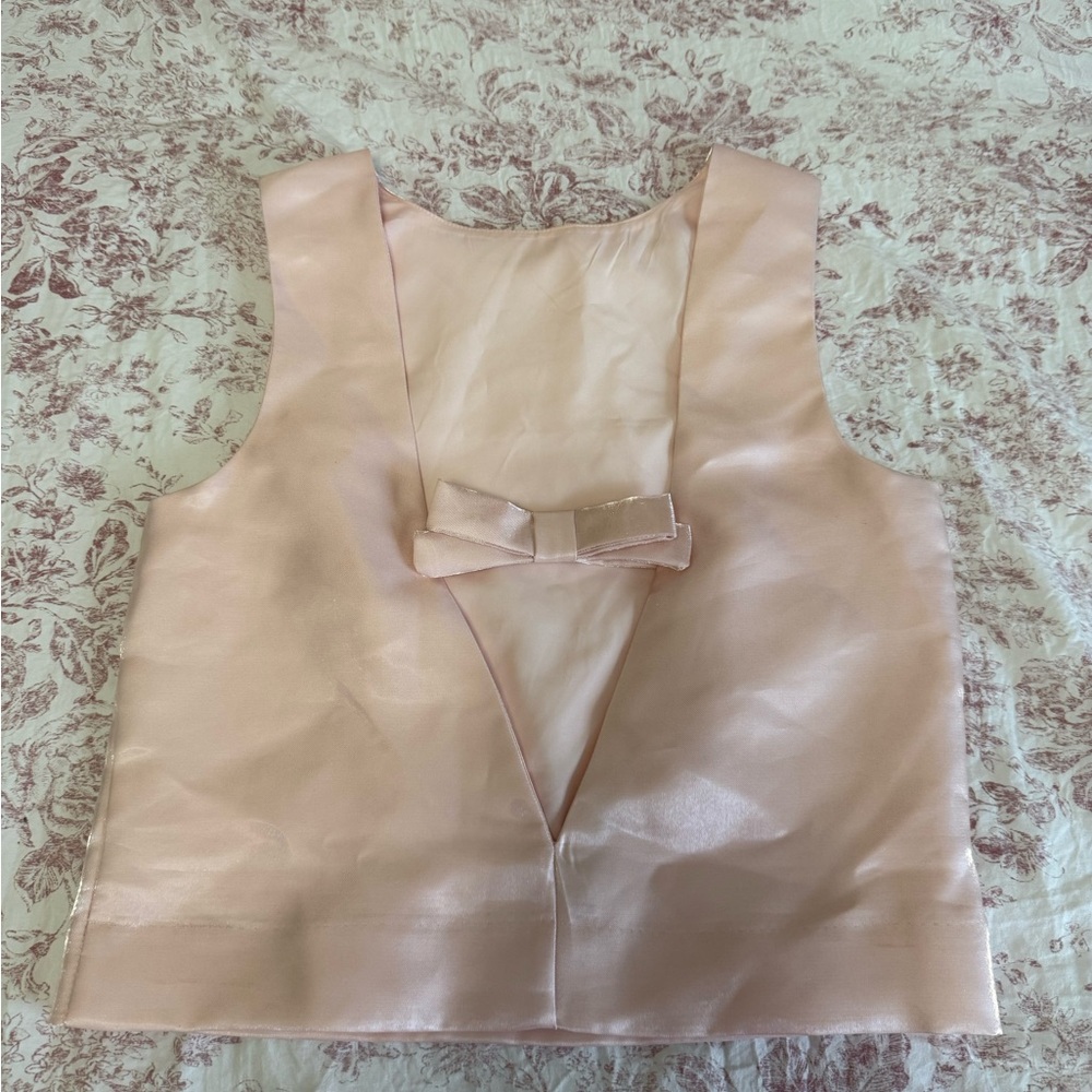 Blush Pink Satin Camisole with Back Bow